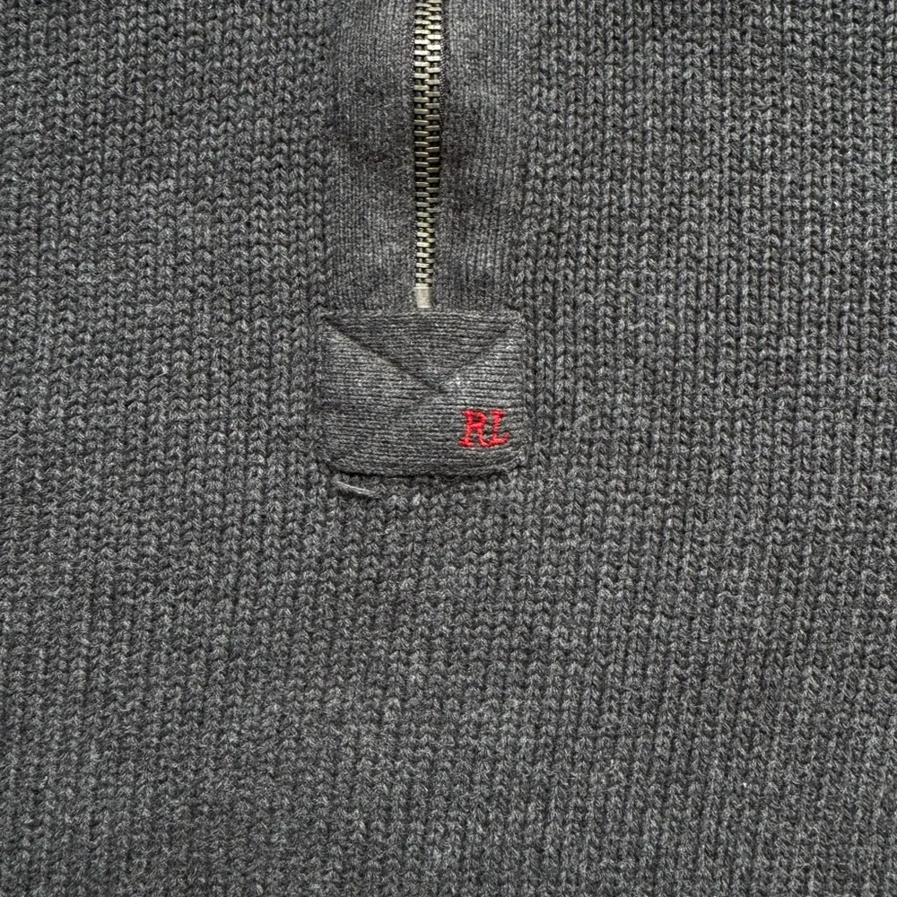 Vintage Polo Ralph Lauren MFG RL 1/4 Zip Sweater Mens M Charcoal Quarter Zip - Picture 2 of 6